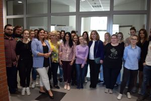 prof. Olga Dąbrowska Cendrowska, mgr Daria Malicka i mgr Weronika Sałek na Goce Delcev University w Sztipie, Macedonia